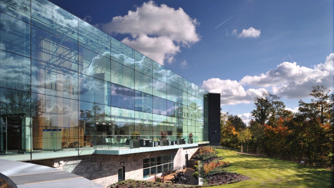Modern glass fronted exterior of hotel and training venue Federation House